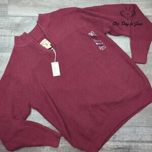 Red Head Half Zip Knit Sweater Size XL